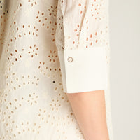 Blusa Crudo Manga 3/4 con Broderie