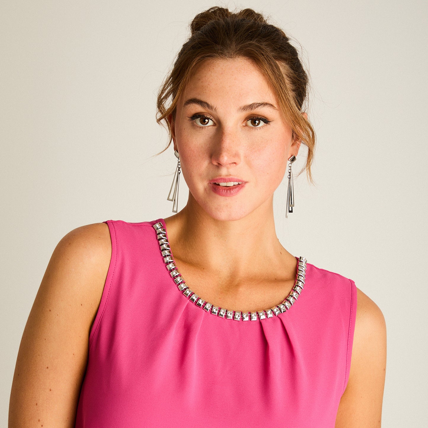 Blusa Fucsia con Aplique de Brillos
