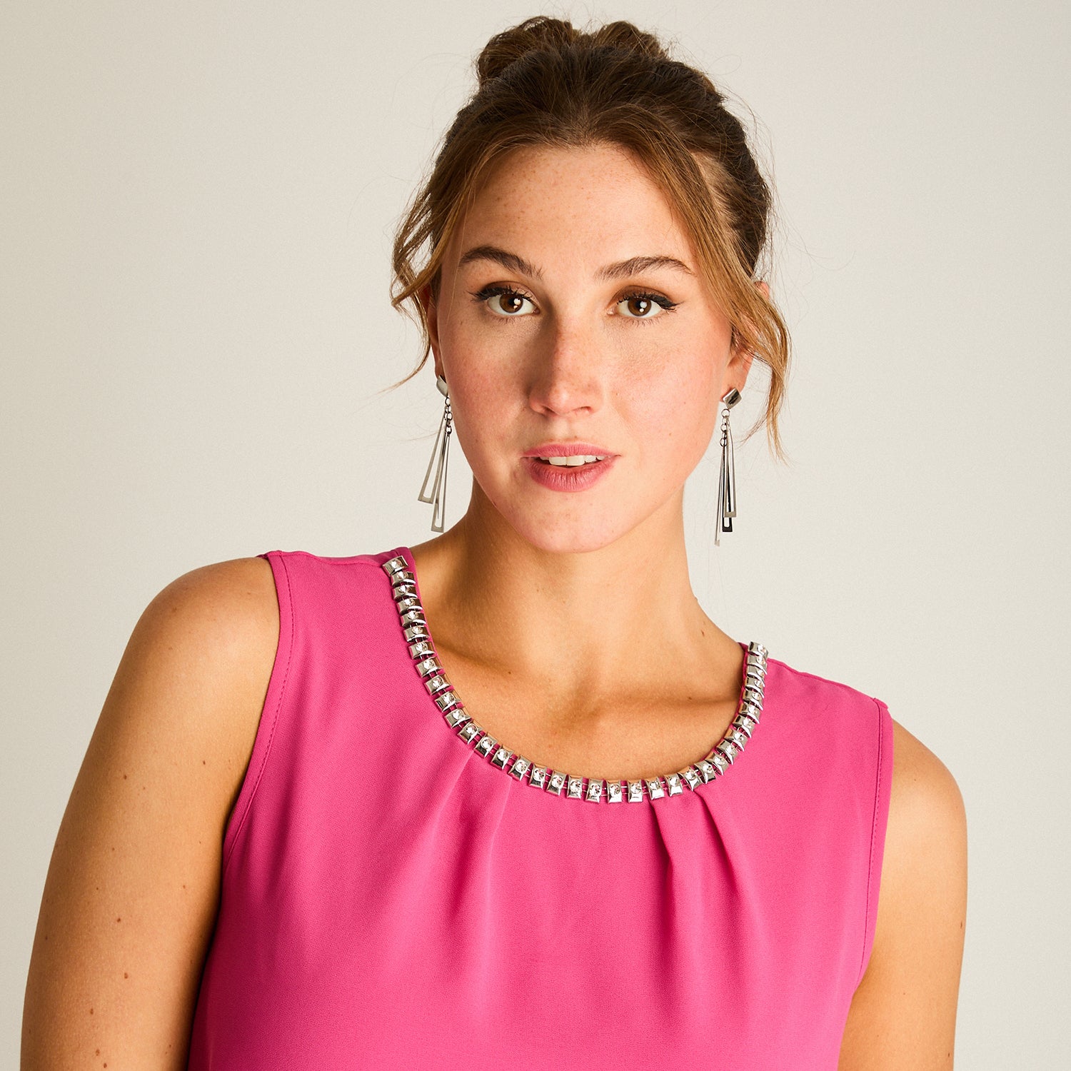 Blusa Fucsia con Aplique de Brillos