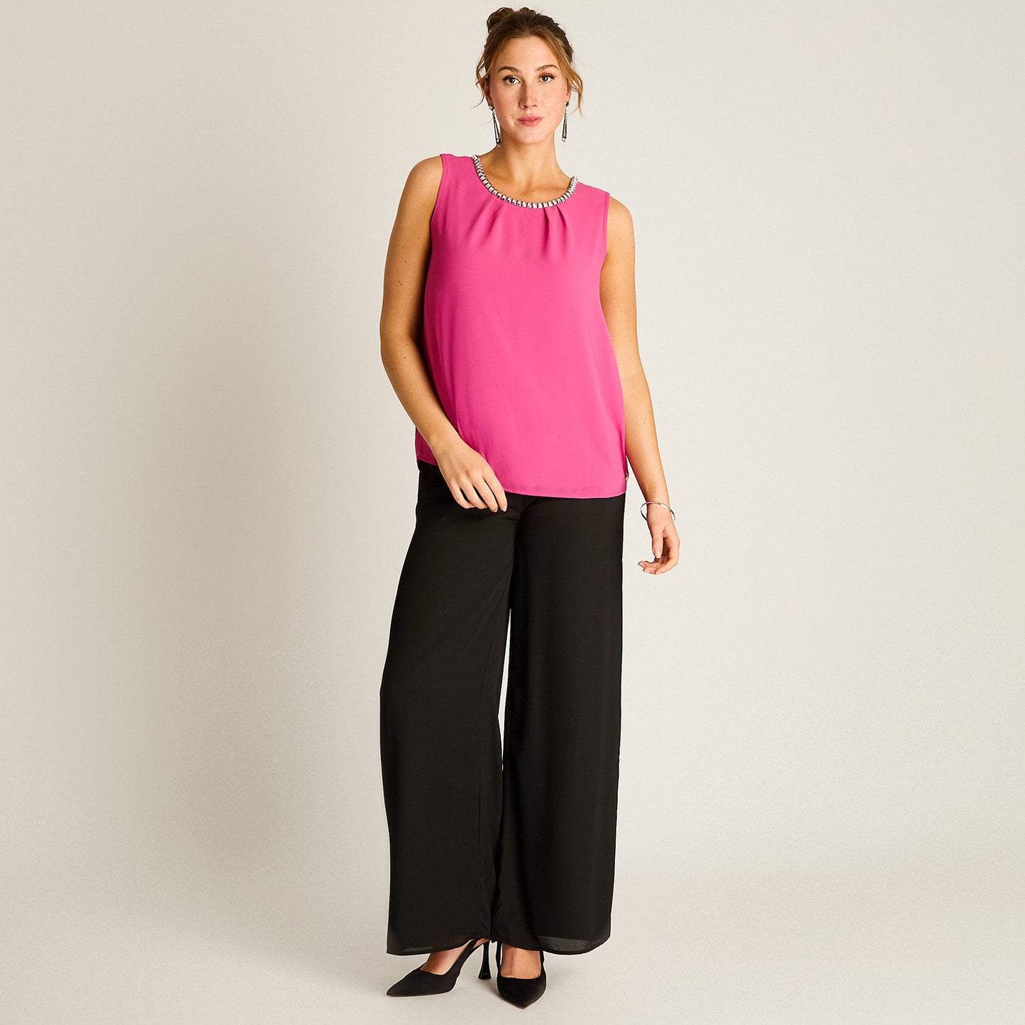 Blusa Fucsia con Aplique de Brillos