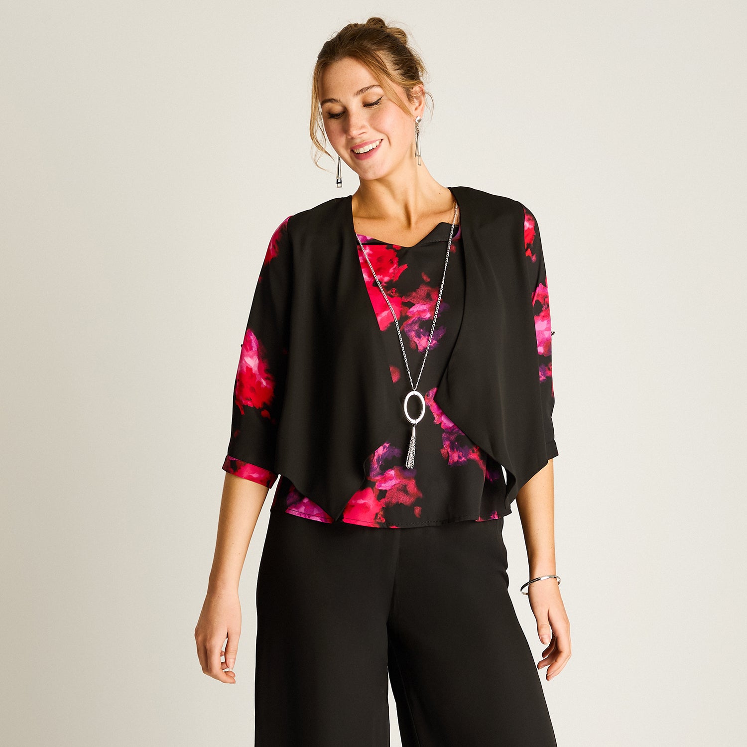 Blusa Estampada con Chaleco Integrado