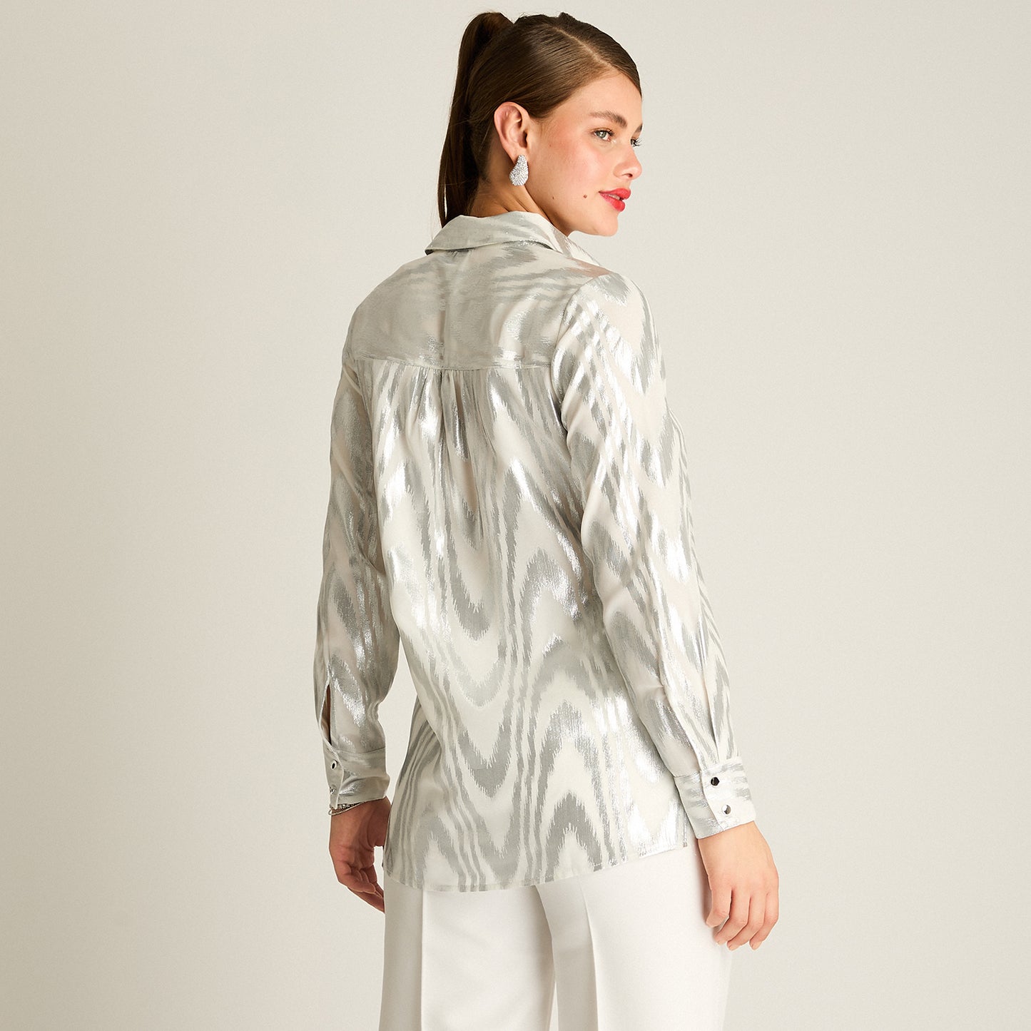 Blusa Plata Brillante de Fiesta