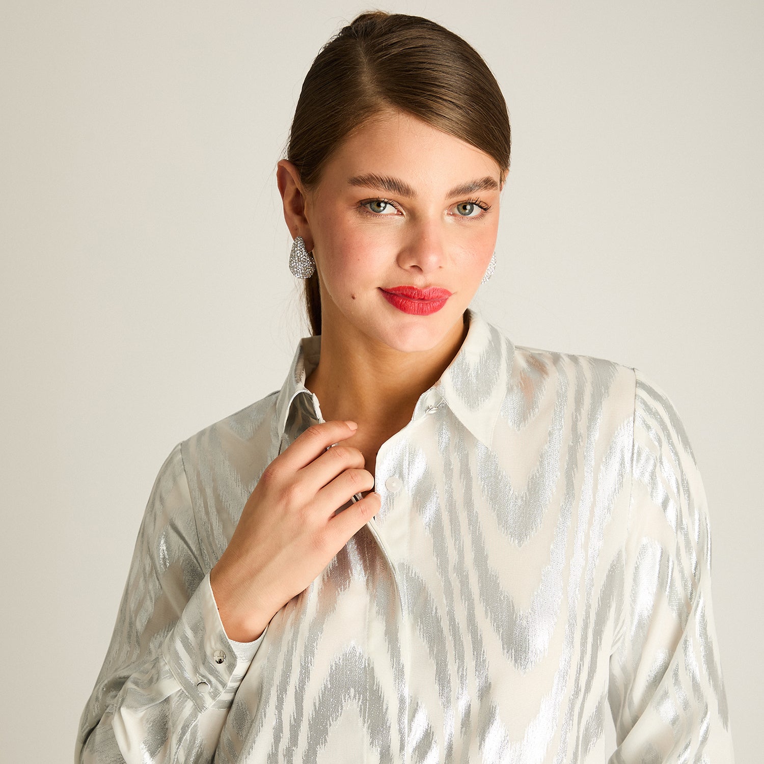 Blusa Plata Brillante de Fiesta