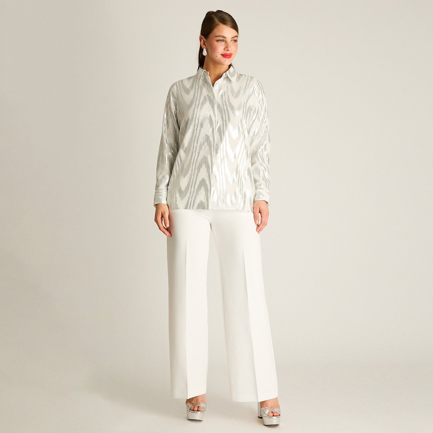 Blusa Plata Brillante de Fiesta