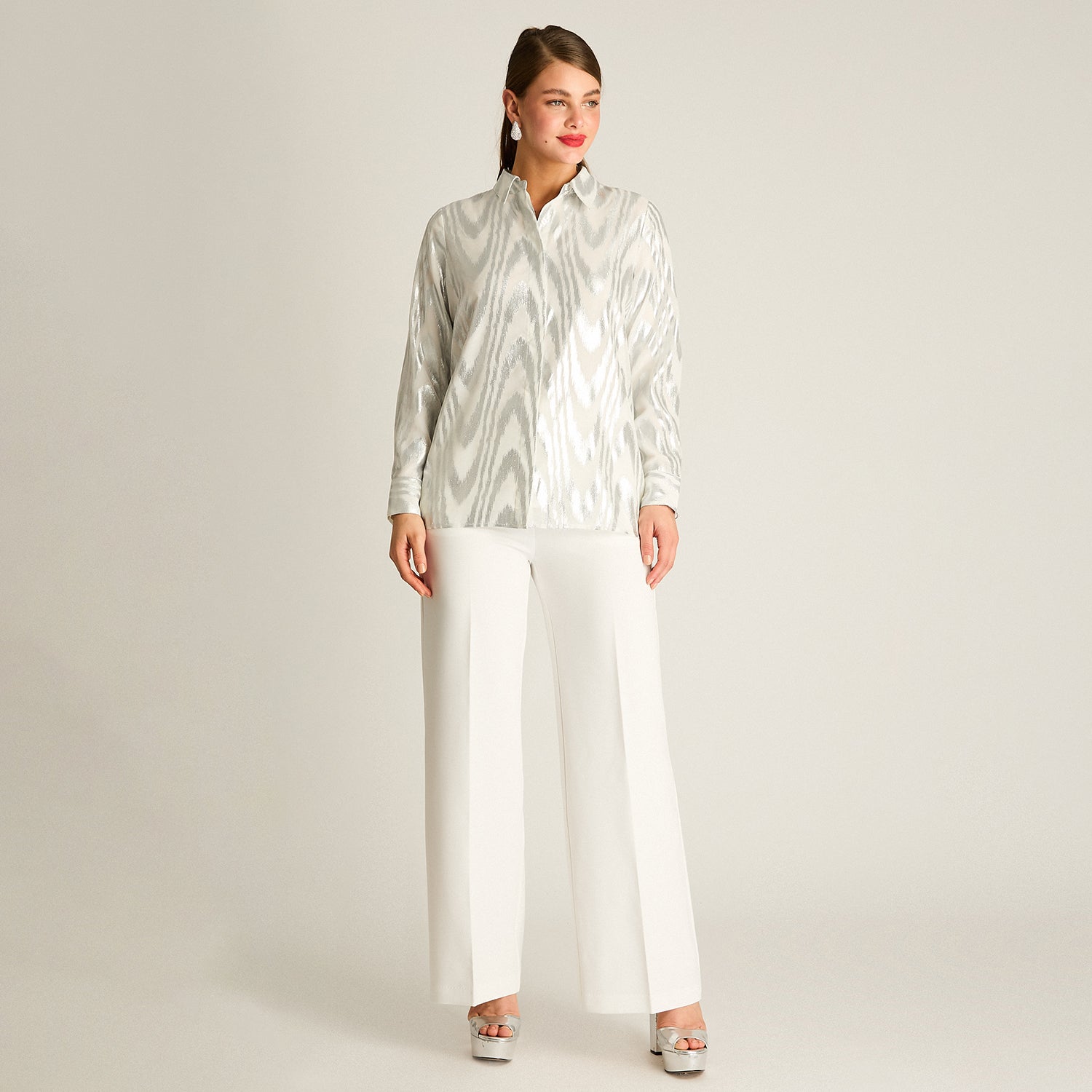 Blusa Plata Brillante de Fiesta