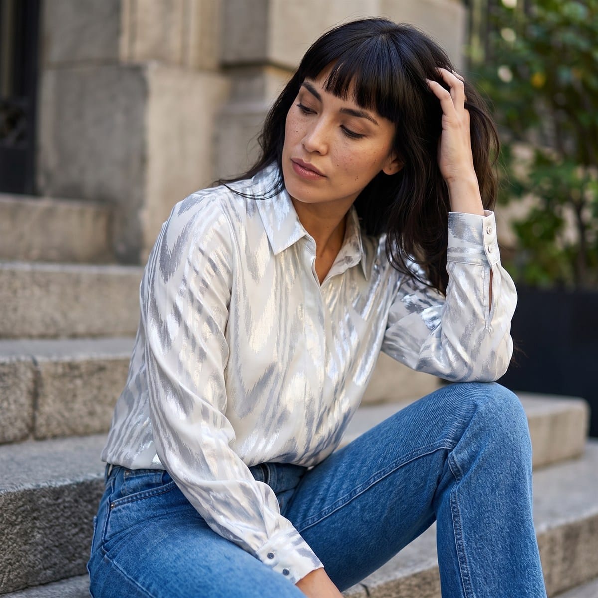 Blusa Plata Brillante de Fiesta lifestyle