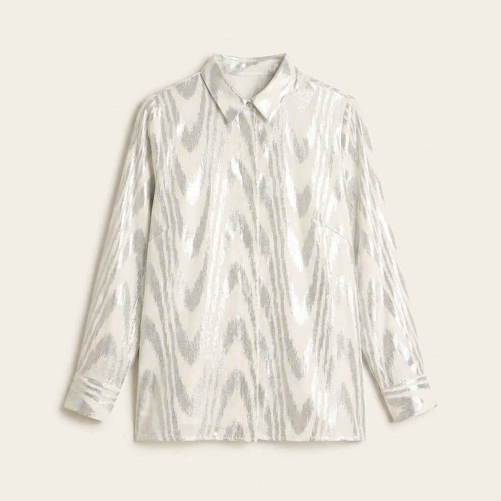 Blusa Plata Brillante de Fiesta en plano