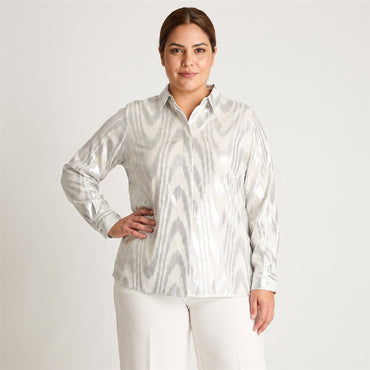 Blusa Plata Brillante de Fiesta en modelo plus size