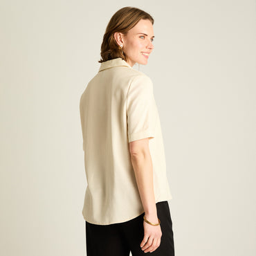Blusa Lino Crudo Manga Corta
