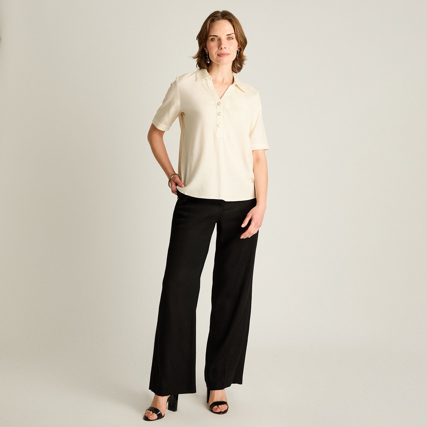 Blusa Lino Crudo Manga Corta