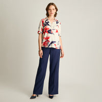 Blusa Lino Manga Corta Coral