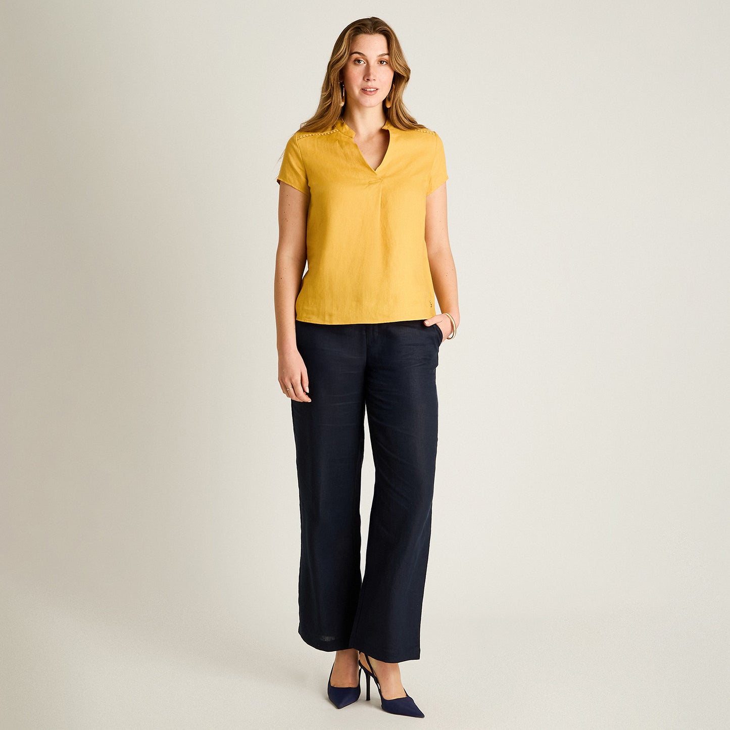 Blusa Mostaza 100% Lino