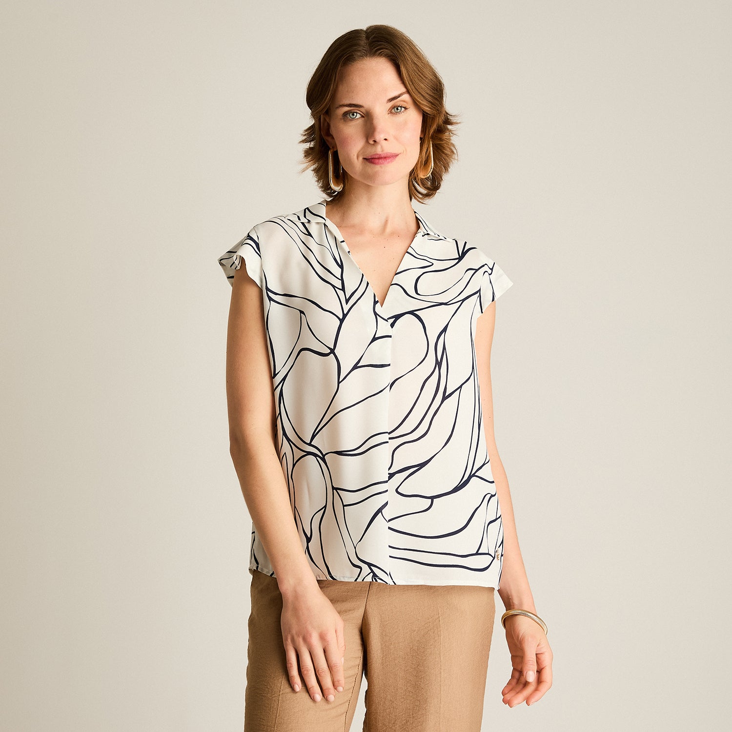 Blusa Azul Manga Corta