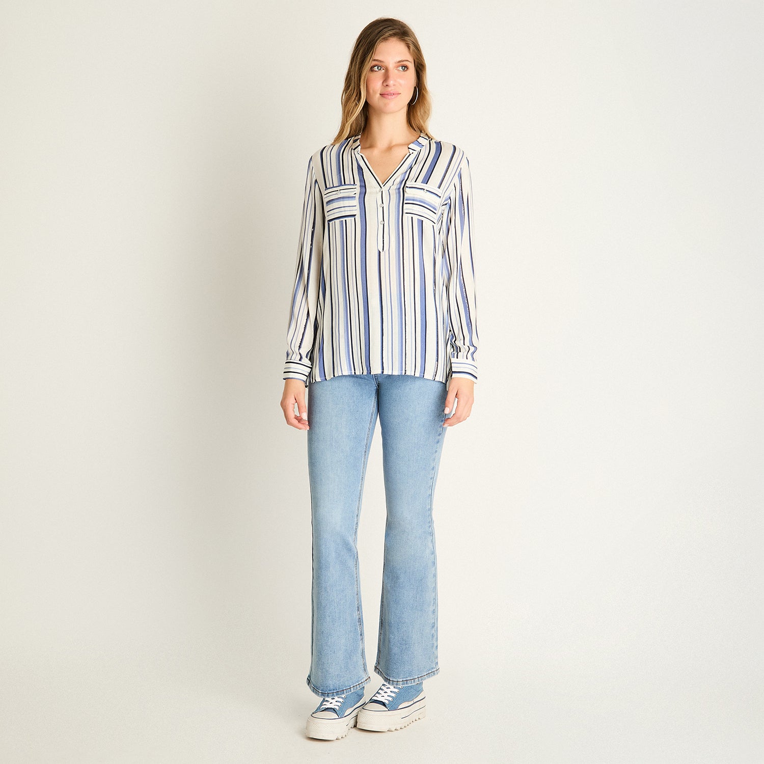 Blusa Blanca con Rayas