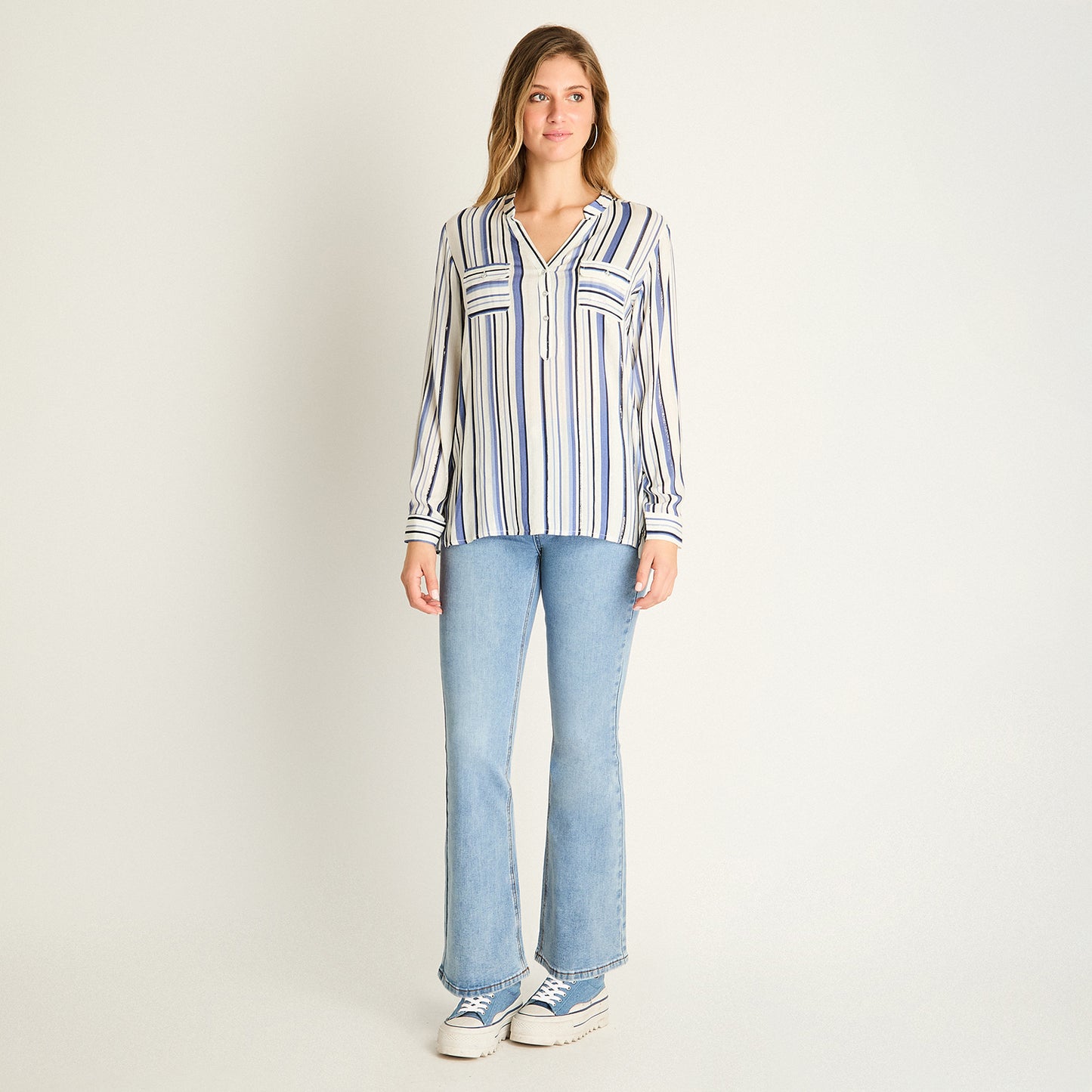 Blusa Blanca con Rayas