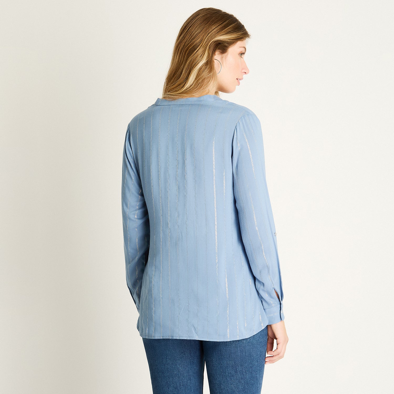 Blusa Indigo Manga Codo