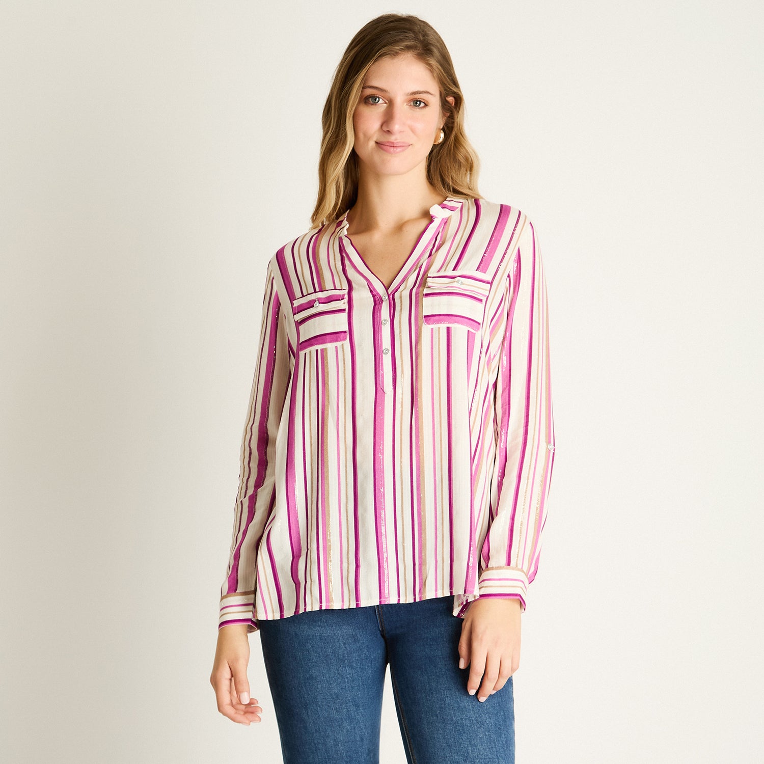 Blusa Magenta con Rayas