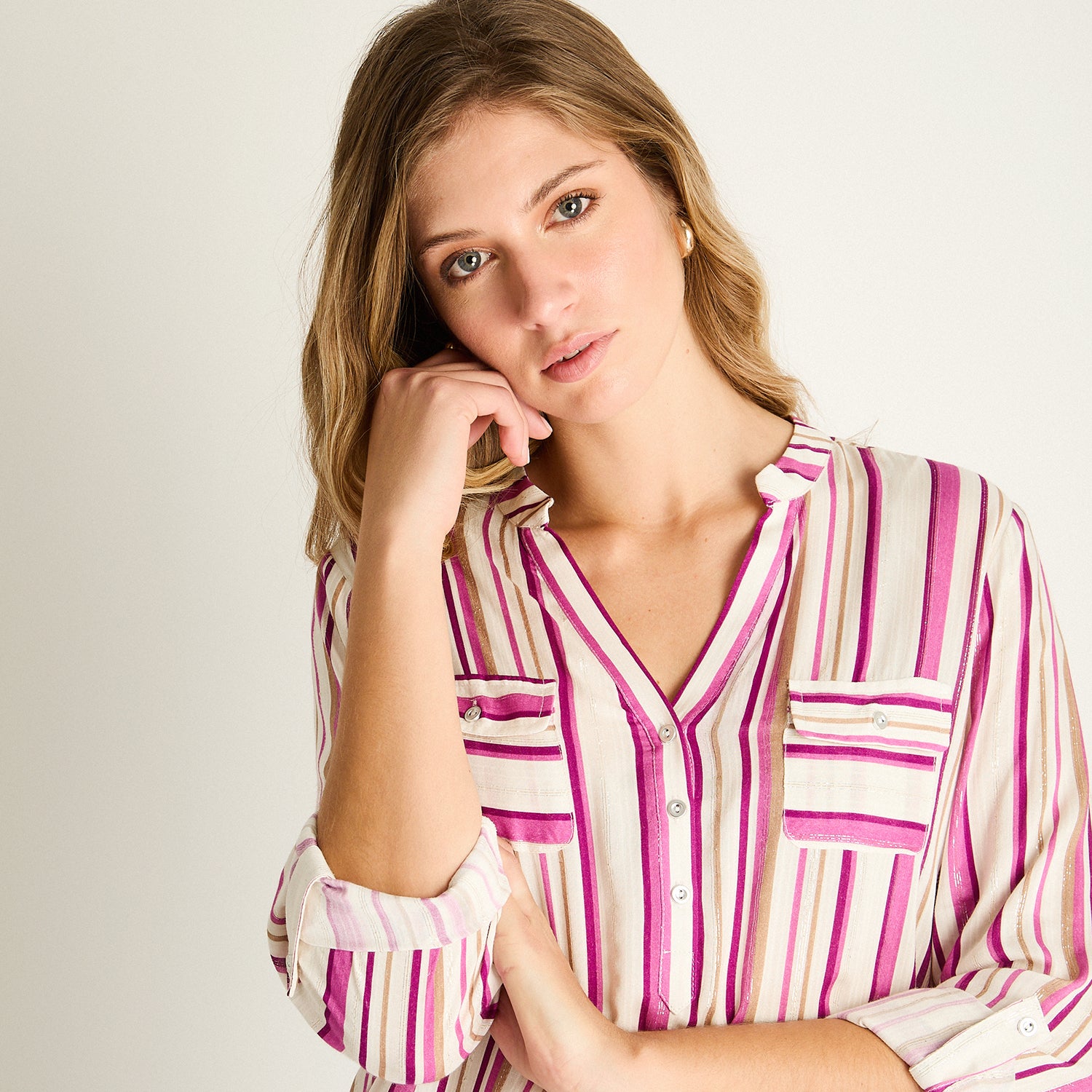 Blusa Magenta con Rayas