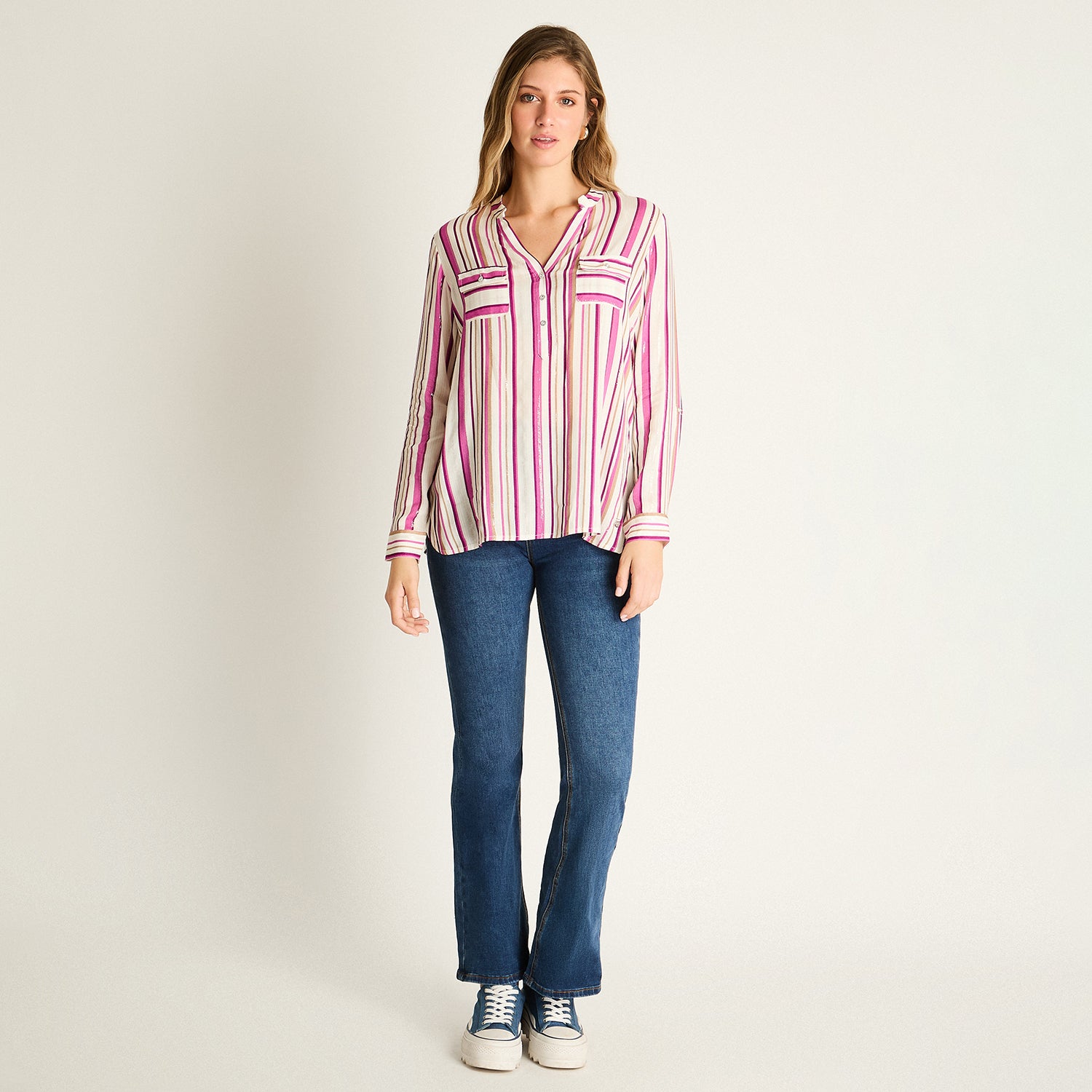 Blusa Magenta con Rayas