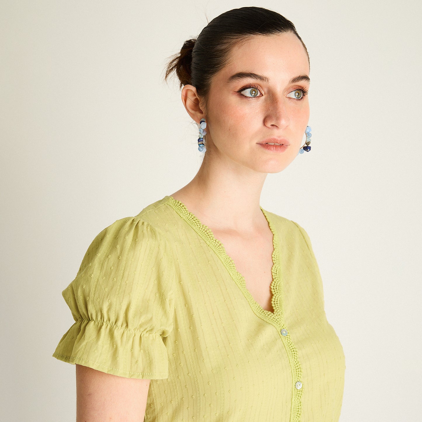 Blusa Verde Lima con Botones