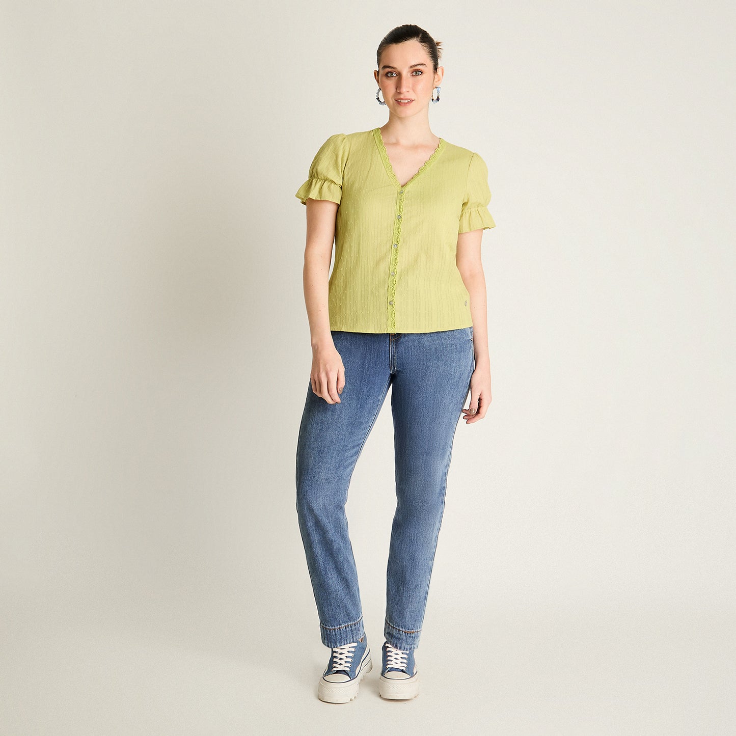 Blusa Verde Lima con Botones