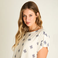 Blusa Blanco Manga Corta Elasticidad Media Sin Forro Calce Normal