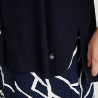 Blusa Azul Manga 3/4 No Elasticado Sin Forro Calce Holgado