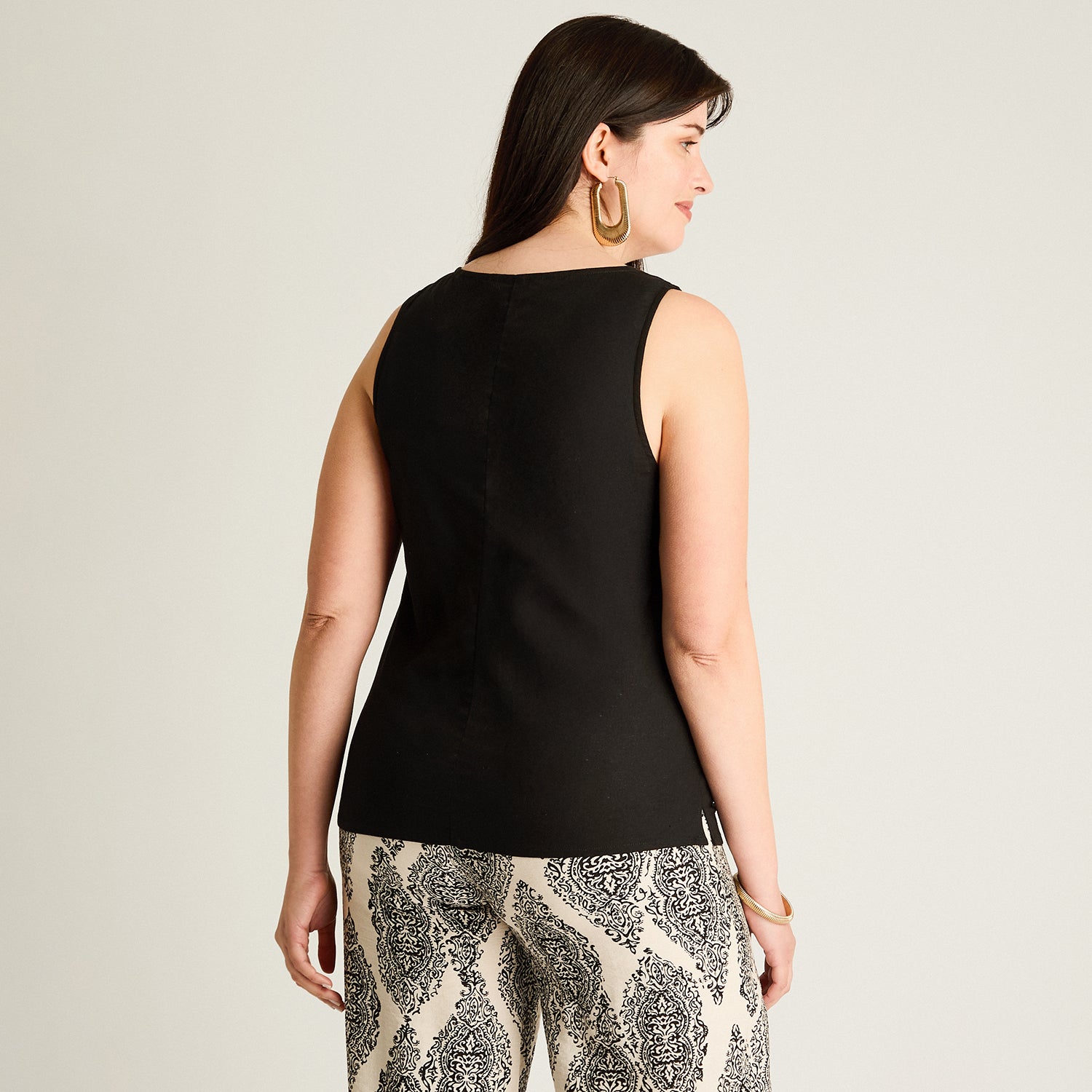 Blusa Negro Sin Mangas No Elasticado Sin Forro Calce Normal