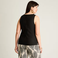 Blusa Negro Sin Mangas No Elasticado Sin Forro Calce Normal