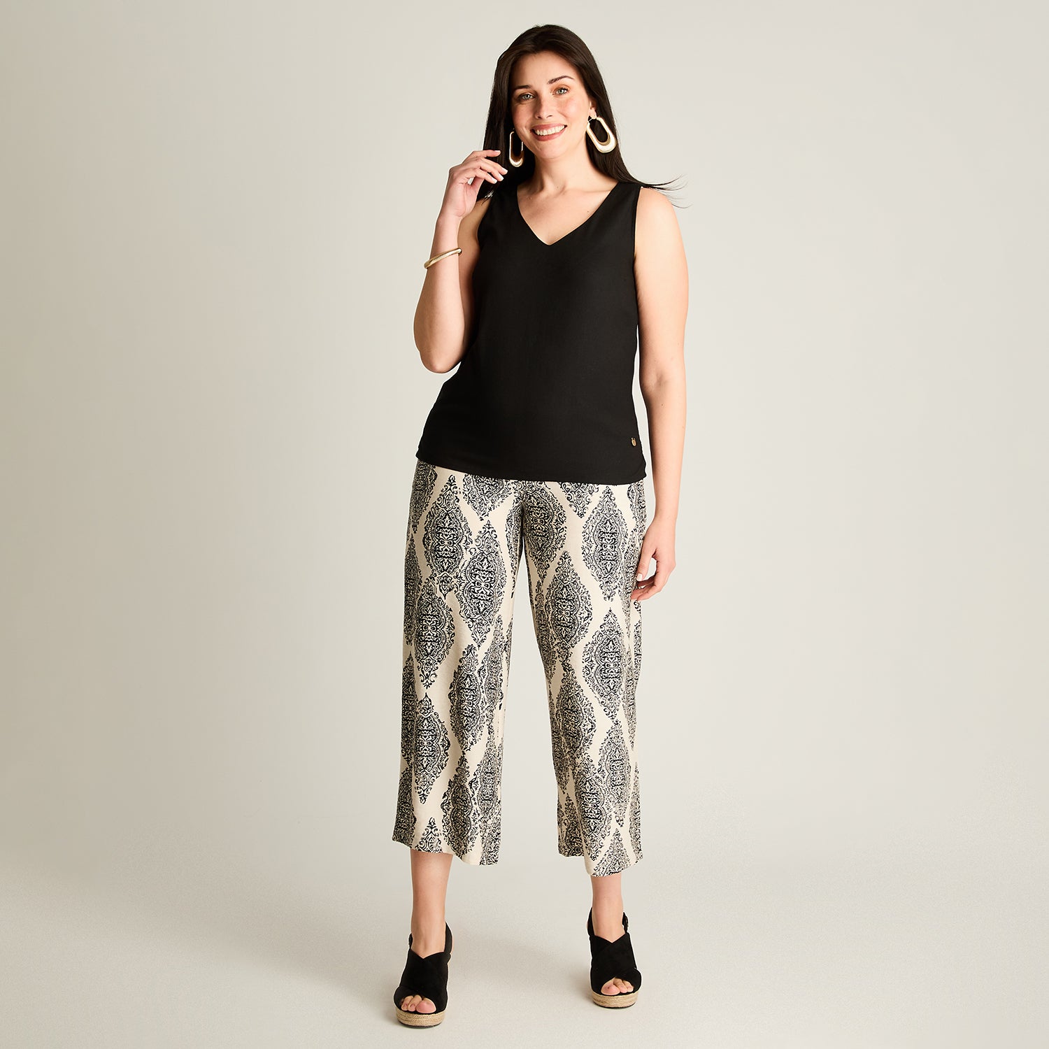 Blusa Negro Sin Mangas No Elasticado Sin Forro Calce Normal