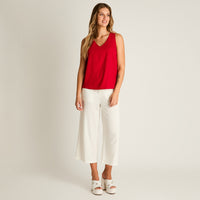 Blusa Rojo Sin Mangas No Elasticado Sin Forro Calce Normal