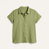 Blusa Oliva Manga Corta No Elasticado Sin Forro Calce Normal en plano