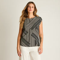 Blusa Negro Manga Corta No Elasticado Sin Forro Calce Holgado