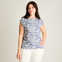 Blusa Azul Manga Corta No Elasticado Sin Forro Calce Holgado