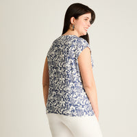 Blusa Azul Manga Corta No Elasticado Sin Forro Calce Holgado