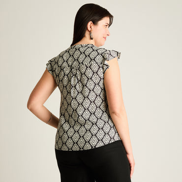 Blusa Negro Manga Corta No Elasticado Sin Forro Calce Normal