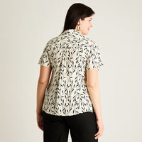 Blusa Blanco Manga Corta No Elasticado Sin Forro Calce Normal