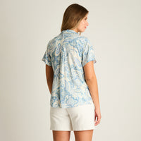 Blusa Indigo Manga Corta No Elasticado Sin Forro Calce Normal