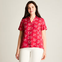 Blusa Rojo Manga Corta No Elasticado Sin Forro Calce Normal