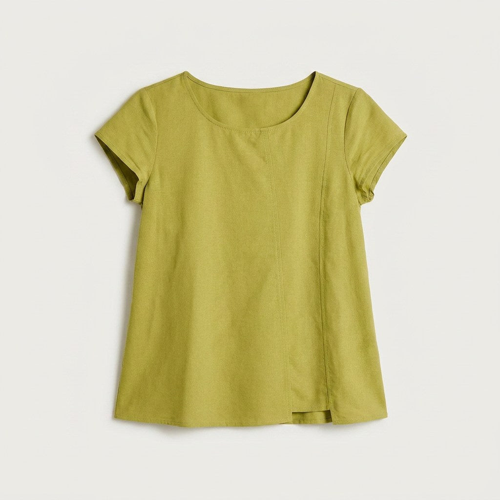 Blusa Verde Manga Corta No Elasticado Calce Holgado en plano