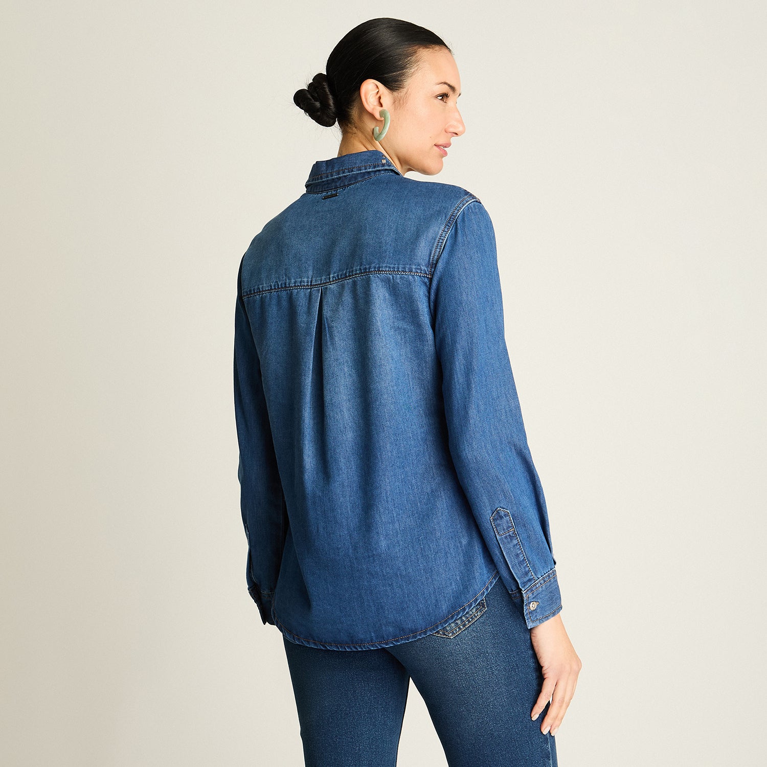 Blusa Algodón Azul Claro Manga Larga