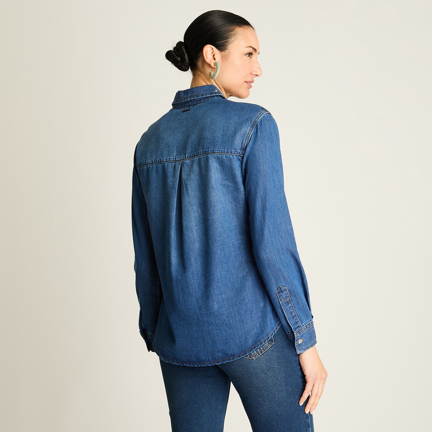 Blusa Algodón Azul Claro Manga Larga