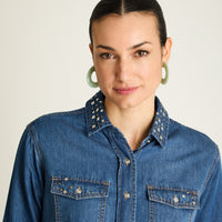 Blusa Algodón Azul Claro Manga Larga
