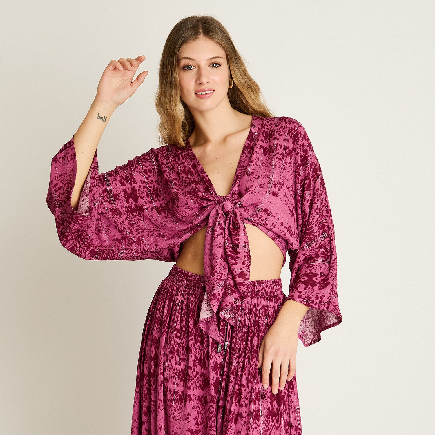 Blusa Rosa Amarre Frontal