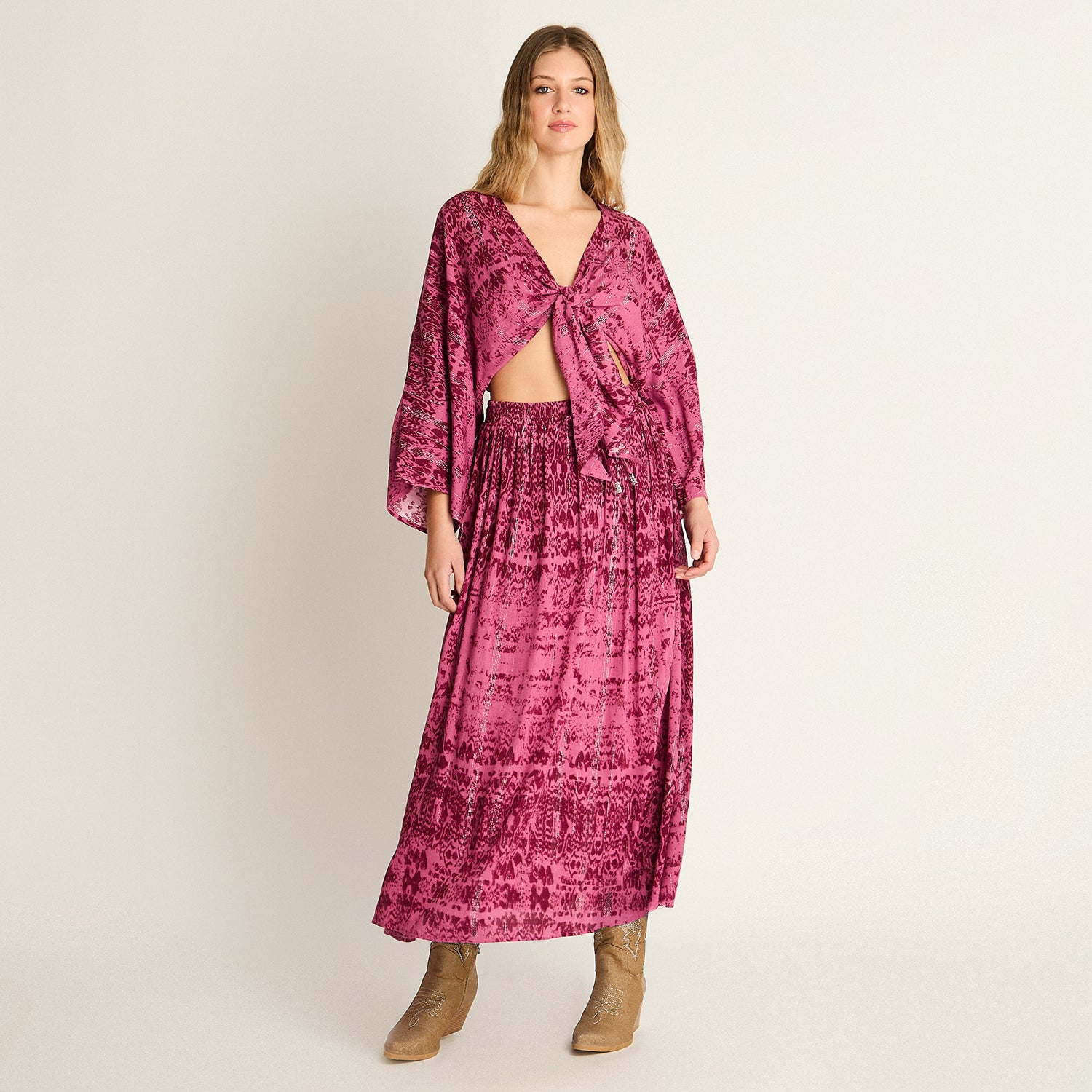 Blusa Rosa Amarre Frontal