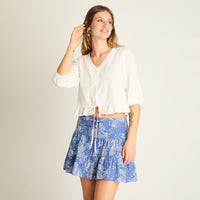 Blusa Blanco Manga 3/4 Amarre Frontal