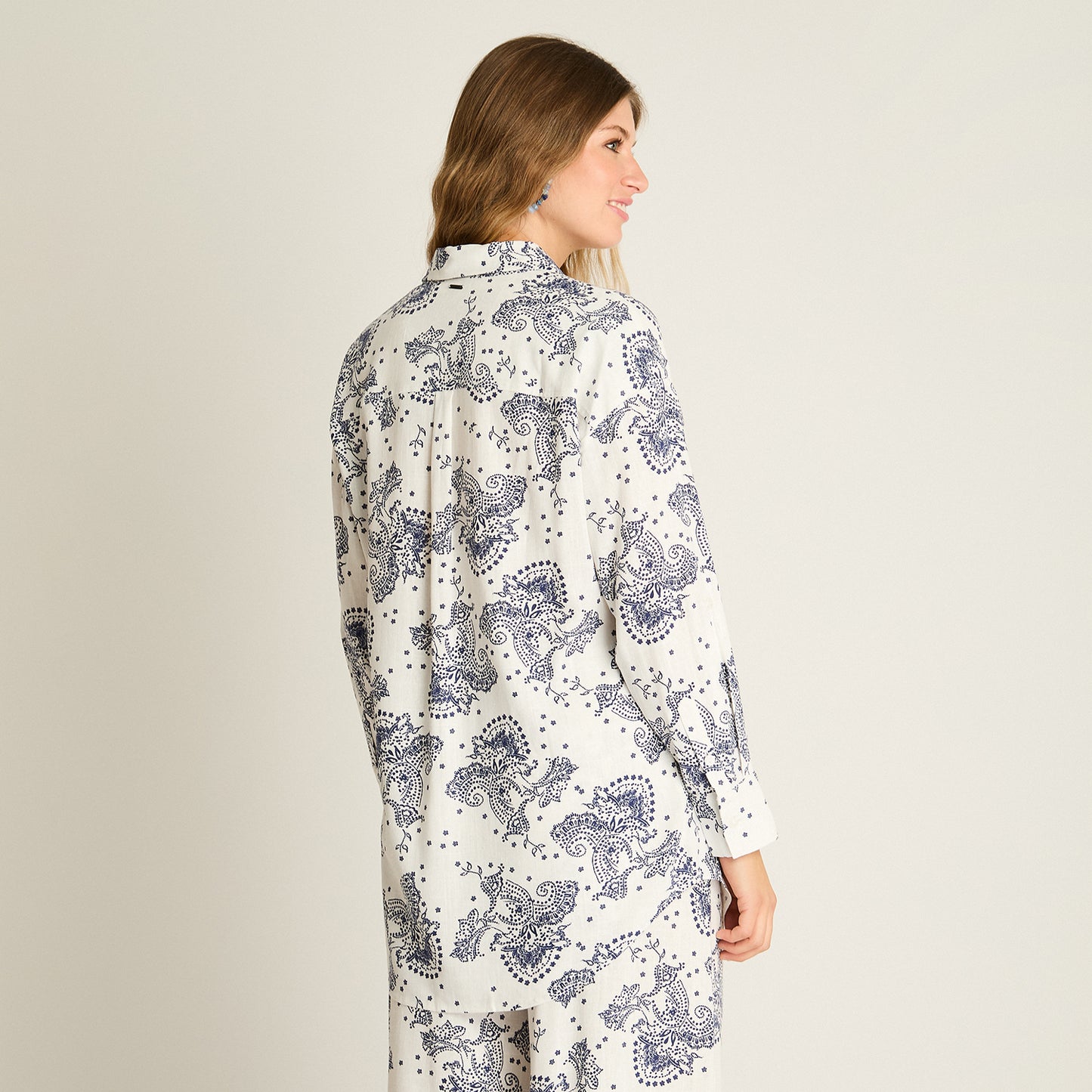 Blusa Blanco Estampado Mediterráneo