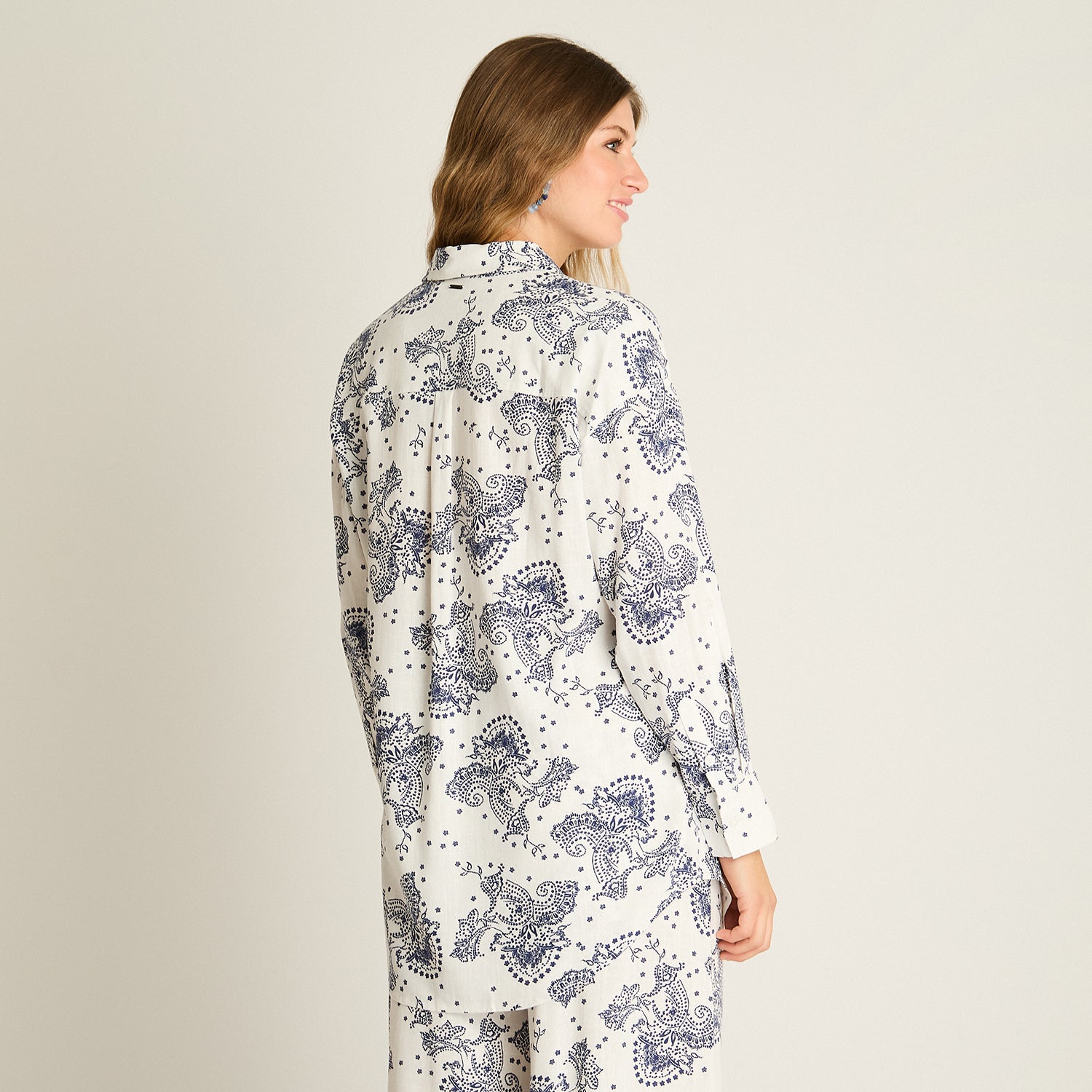 Blusa Blanco Estampado Mediterráneo