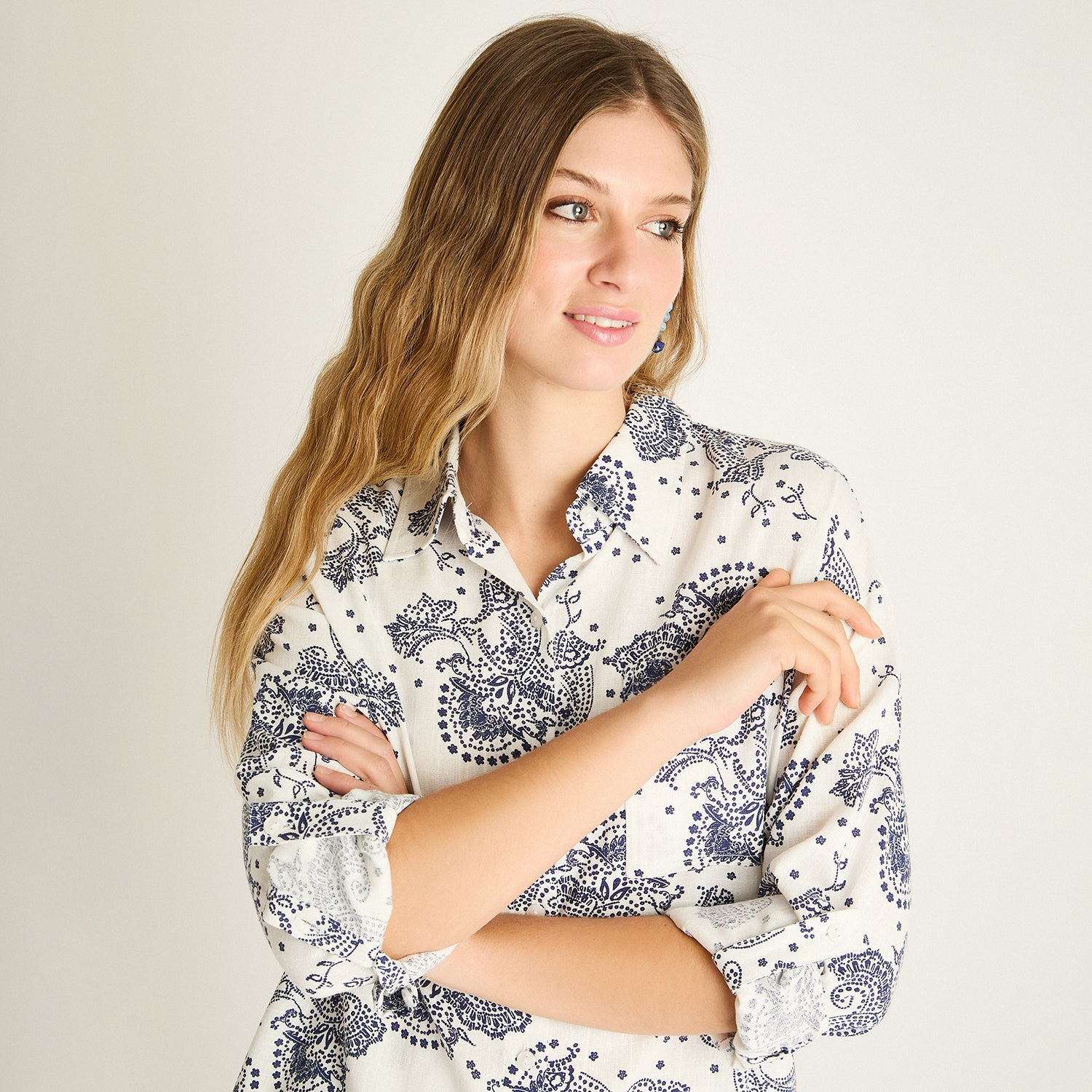 Blusa Blanco Estampado Mediterráneo