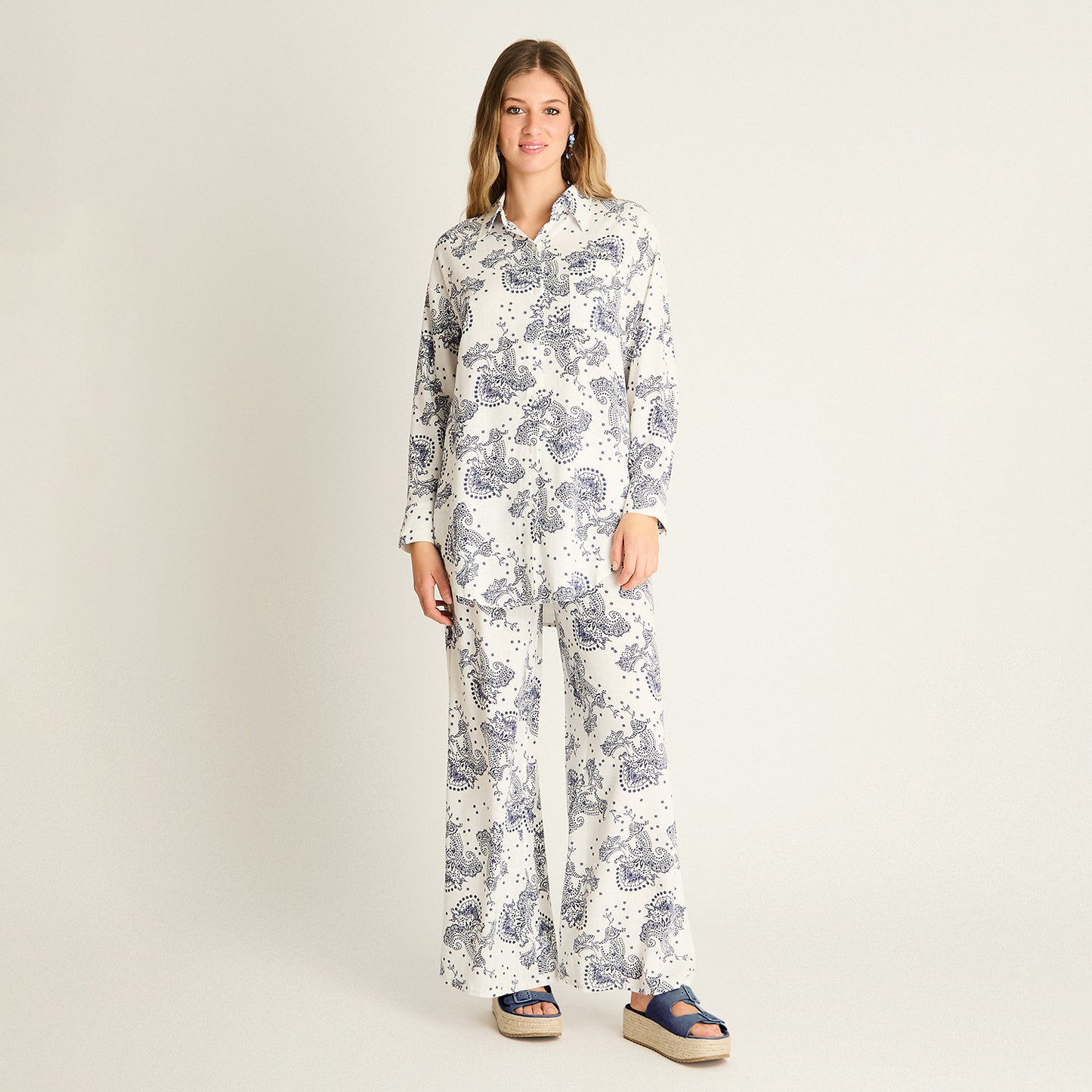 Blusa Blanco Estampado Mediterráneo